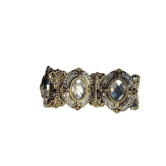 Vintage Antique Design White Crystal Bracelet – 7-inch - Picture 5 of 6